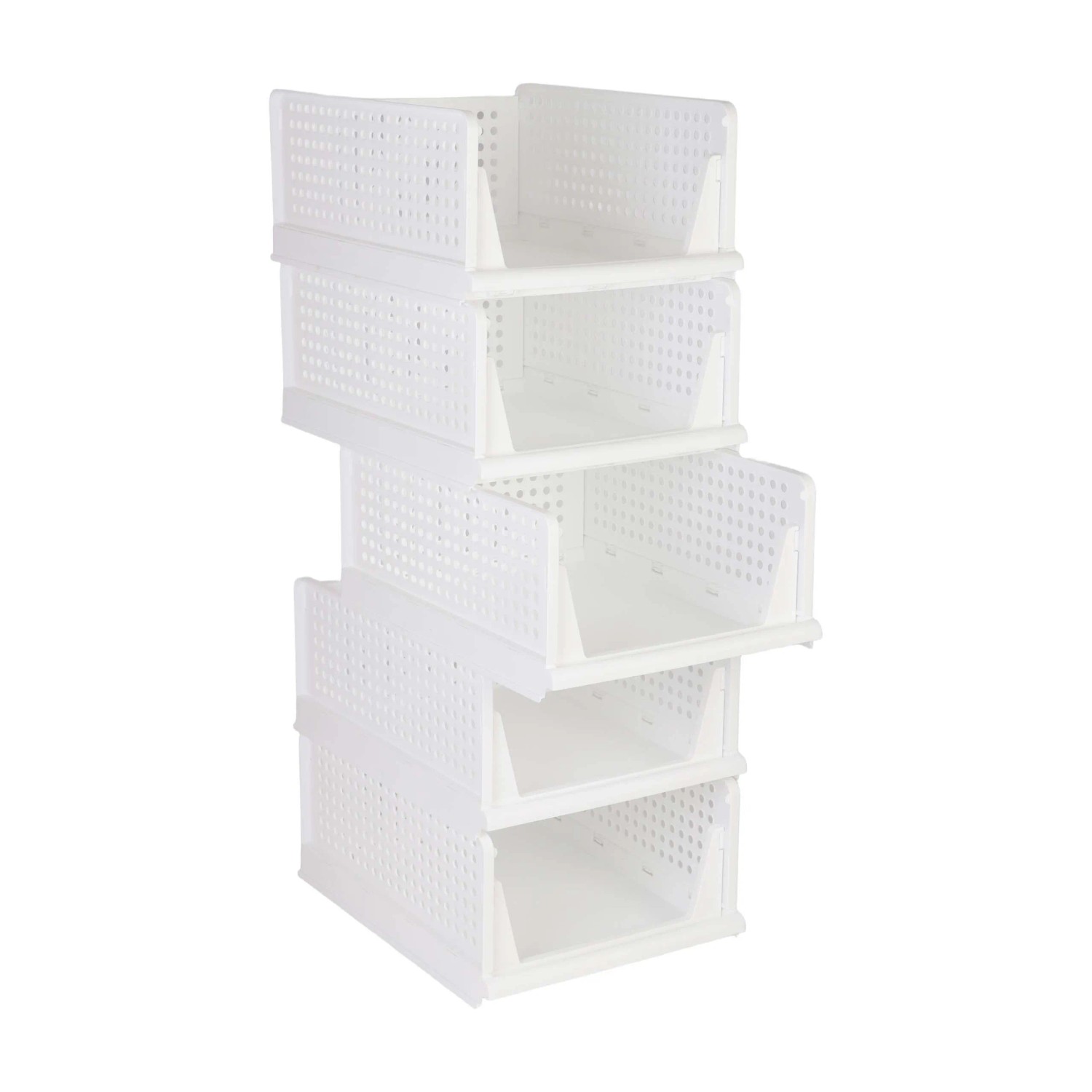Relaxdays Kleiderschrank Organizer 5er Set Polypropylen Weiß Faltbar Stapelbar Herausziehbar
