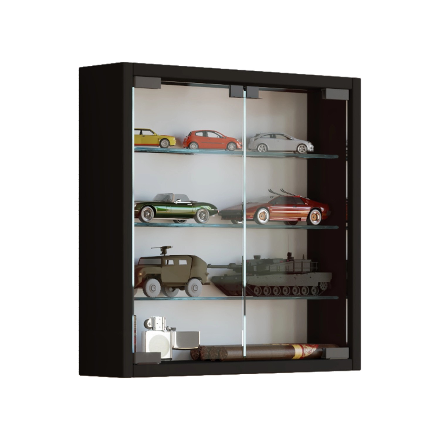 ebuy24 Mandosa S Vitrinenschrank an der Wand Montierte 2 Glastüren Schwarz günstig online kaufen