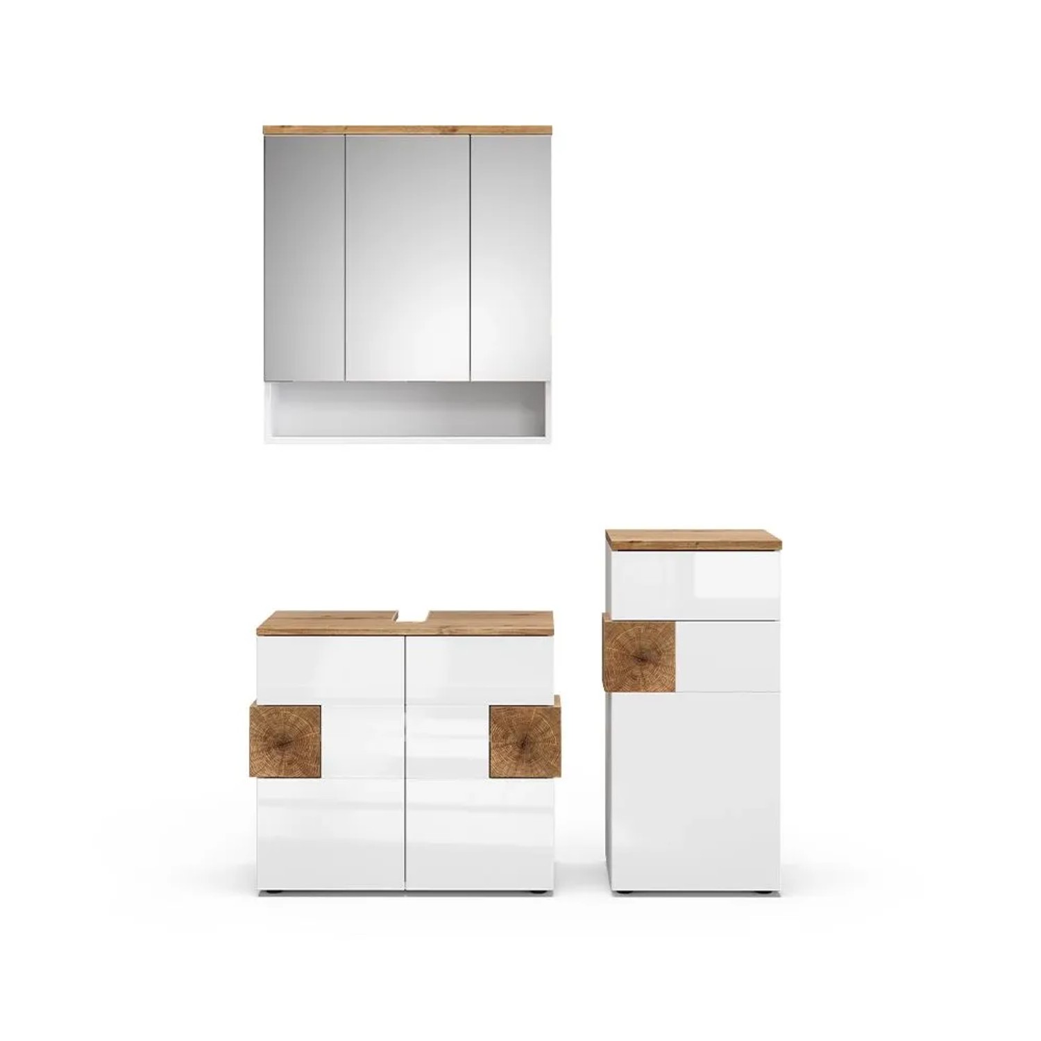 Vicco Badmöbel-Set Eden Weiß Hochglanz 75 x 64 3-teilig