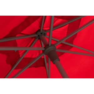 Kettler Stockschirm Easy Push, Ø 270 cm, silber-rot, Detailansicht der Mechanik.