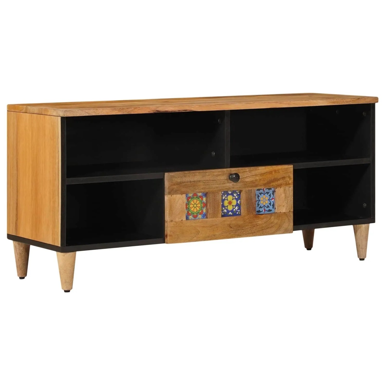 vidaXL TV-Schränk mit Regal Natur 100 x 33,5 x 46 cm Massivholz Mango 4018276