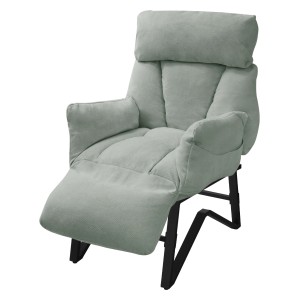 ML-Design Relaxsessel, grau-grün mit Leinenbezug und Fußablage.
