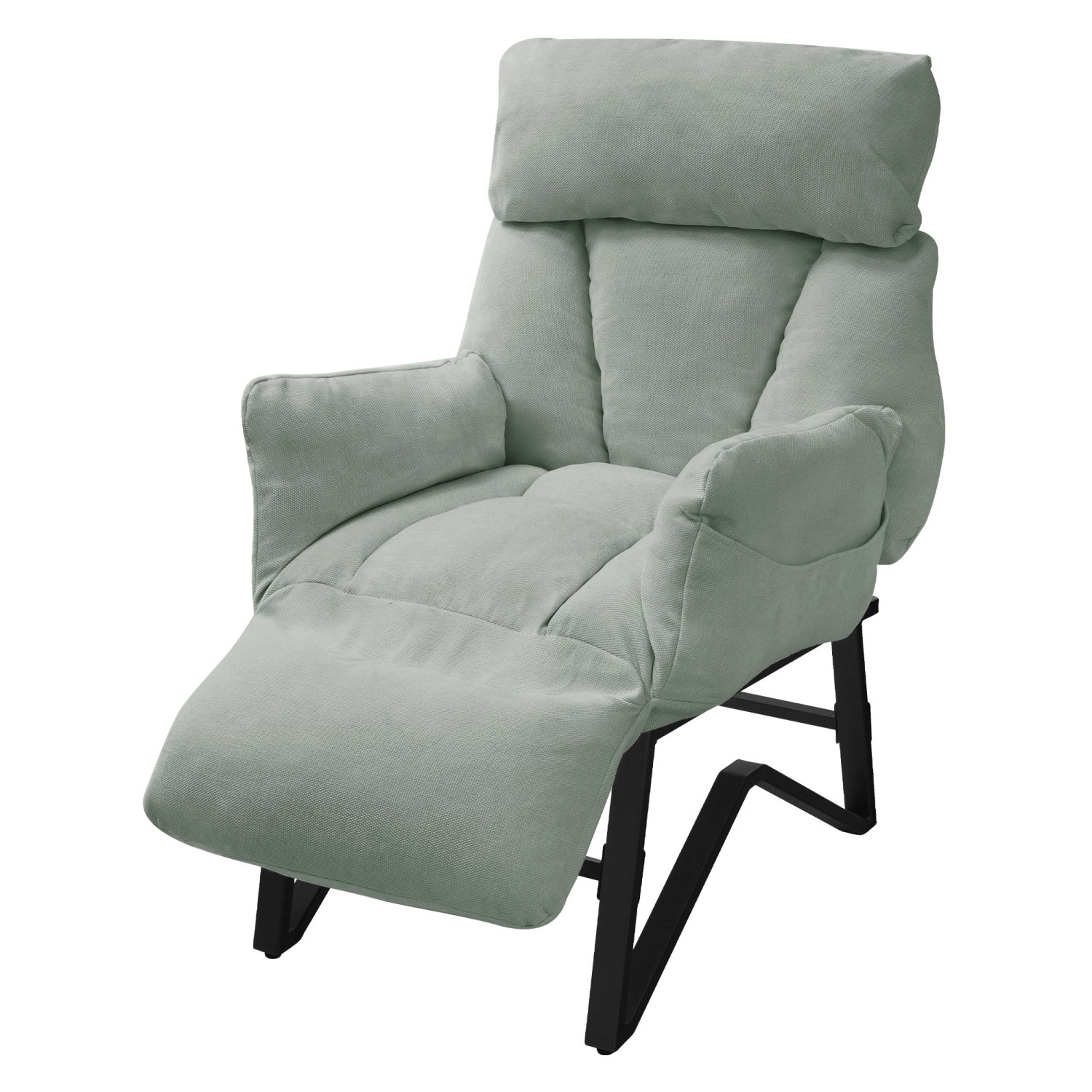 ML-Design Relaxsessel Grau-Grün Leinenbezug mit Armlehnen & Fußablage günstig online kaufen