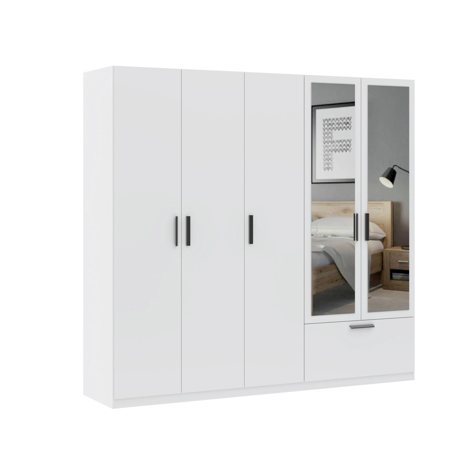 Mömax Drehtürenschrank Milos 5T1S2S Weiß
