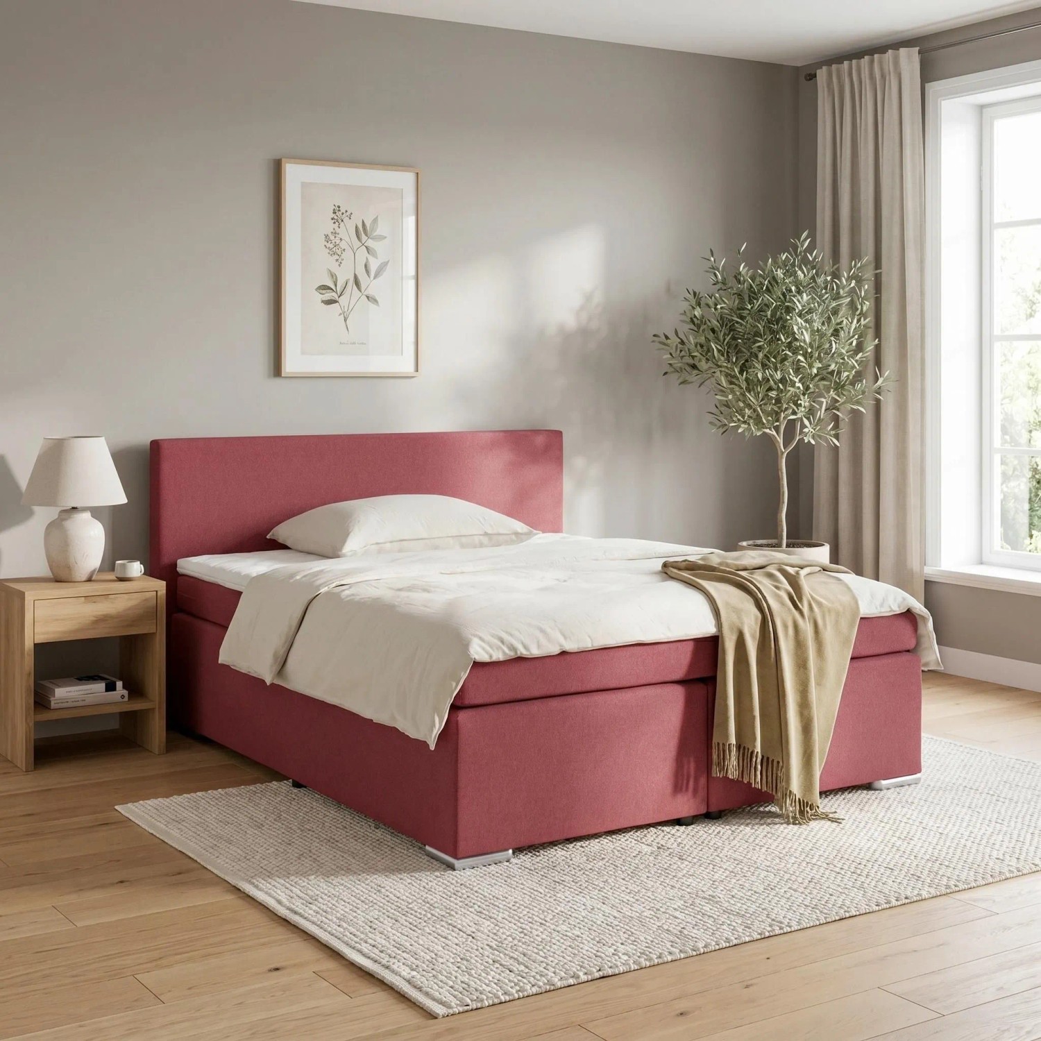 Based Boxspringbett Mira 2 Dunkelrot ca. 160x200cm
