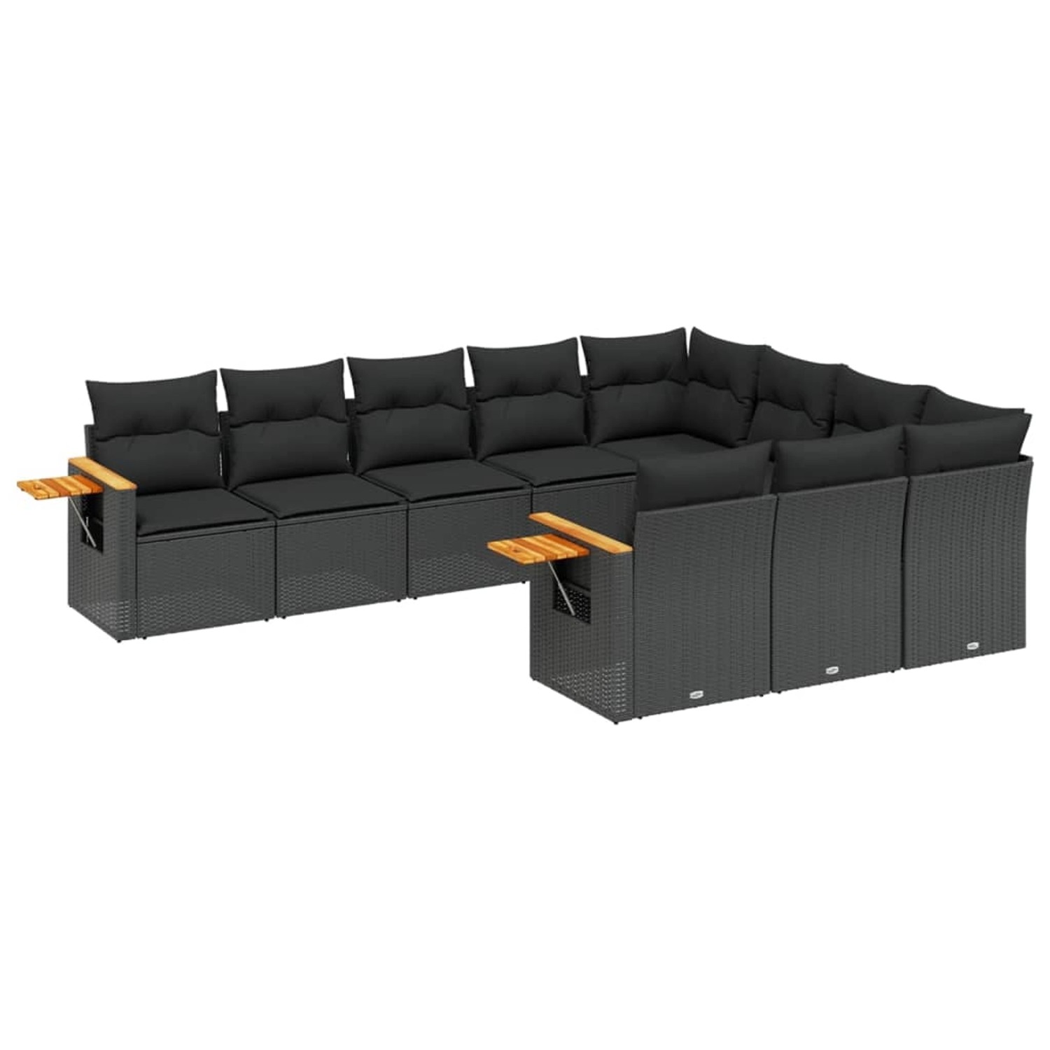 vidaXL 10-tlg Garten-Sofagarnitur mit Kissen Schwarz Poly Rattan Modell 111 günstig online kaufen