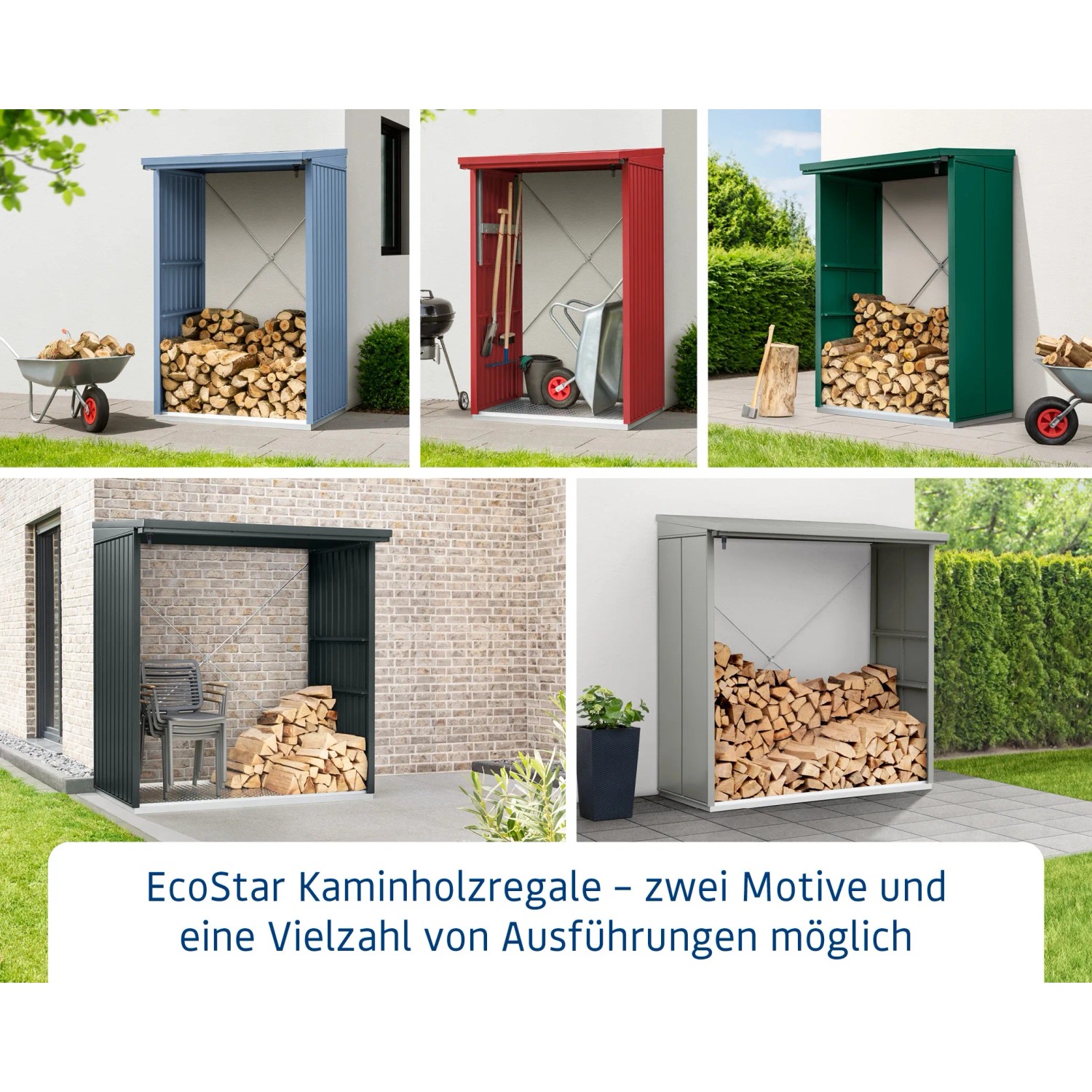EcoStar Kaminholzregal Trend-V, purpurrot und weitere Farben, Metallregal für Kaminholz.