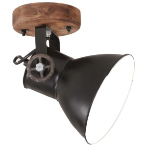 Zwei schwarze Wand-/Deckenlampen im Industriestil mit Holzdetails. Lampen & Leuchten für dein Zuhause.