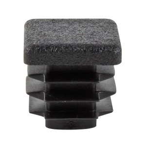 Schwarzer Verschlussstopfen Ø 15 mm für Vierkantrohre mit Lamellen.