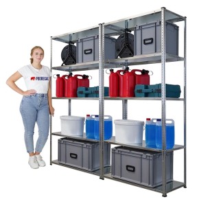PROREGAL Mega Deal 2x Schraubregal Haldor HxBxT 180x90x40cm Fachlast 100 kg Verzinkt
