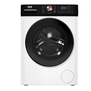 PKM WA10-15TCA Waschmaschine, Frontlader, weiß mit schwarzer Tür und Display.