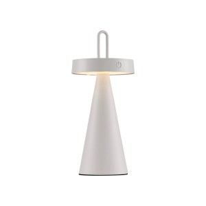 Weiße LED-Akku-Tischleuchte Alwa, 28,9 cm hoch, für Innen & Außen. Dimmbar, mit USB-Ladekabel.