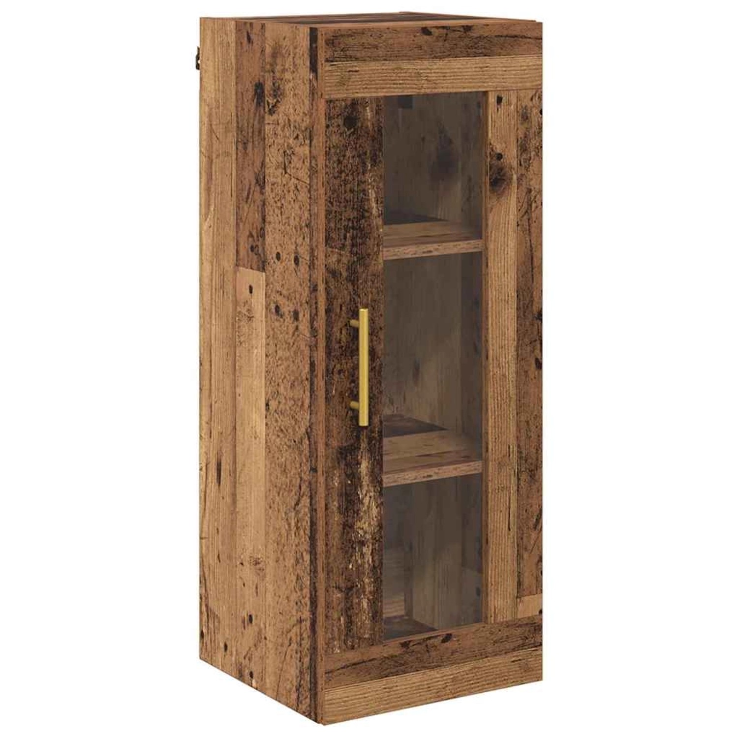 vidaXL Wandschrank Altholz 34,5 x 34 x 90 cm Holzwerkstoff und Glas 882616