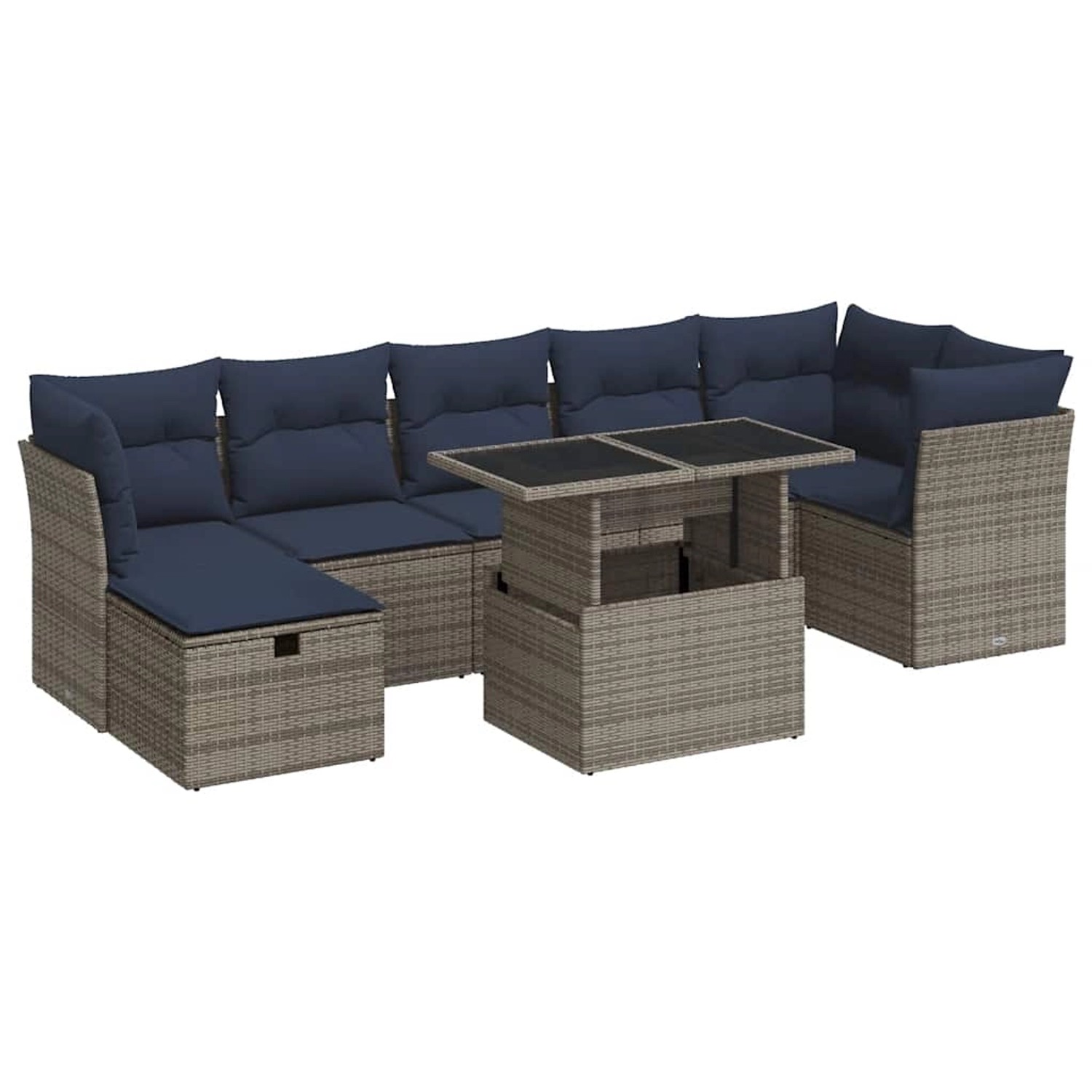 vidaXL 8-Tlg Garten-Sofagarnitur mit Kissen Grau Poly Rattan Akazie 3327791 günstig online kaufen