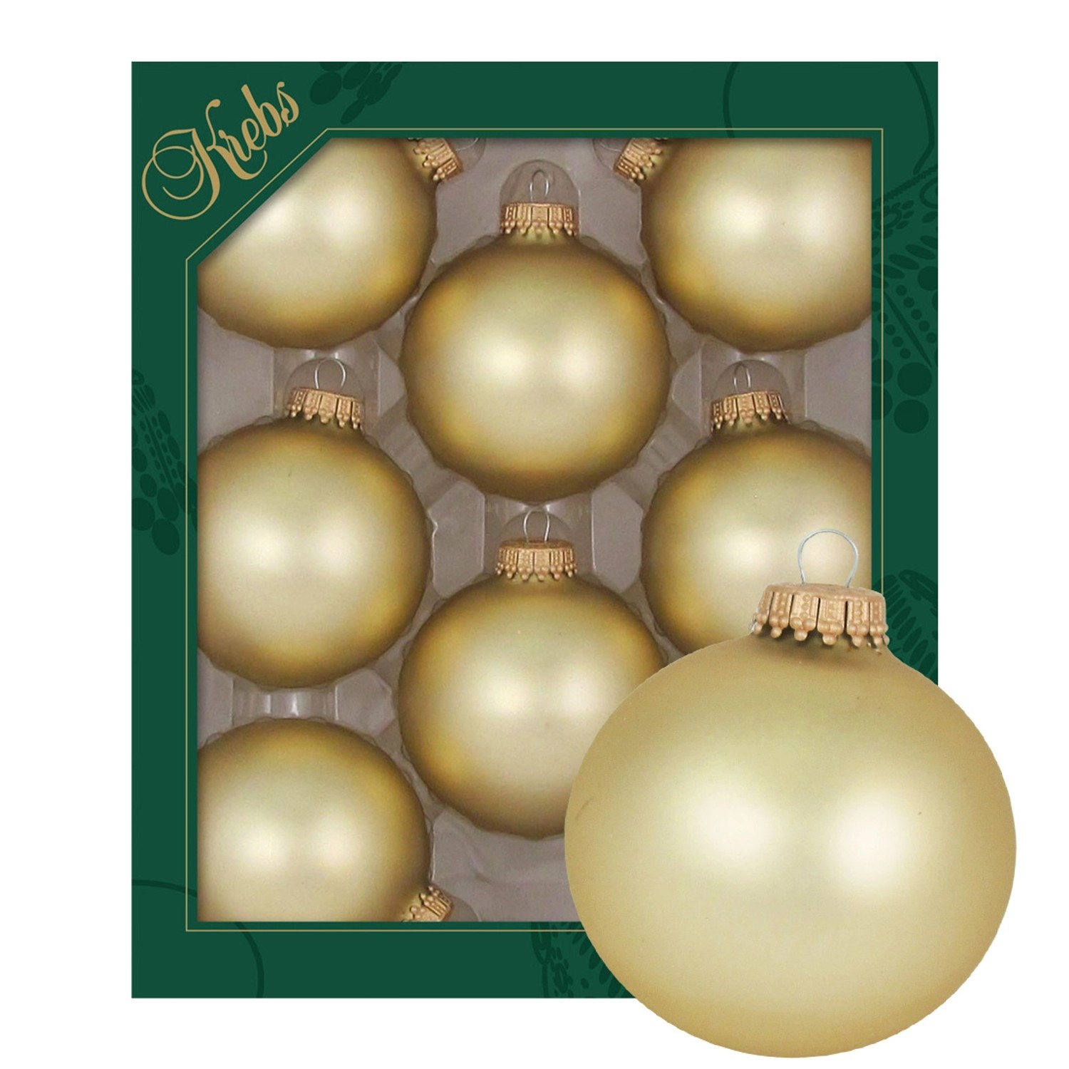 Krebs Glas Lauscha Weihnachtskugeln Altgold Matt Uni 8er-Set 7cm