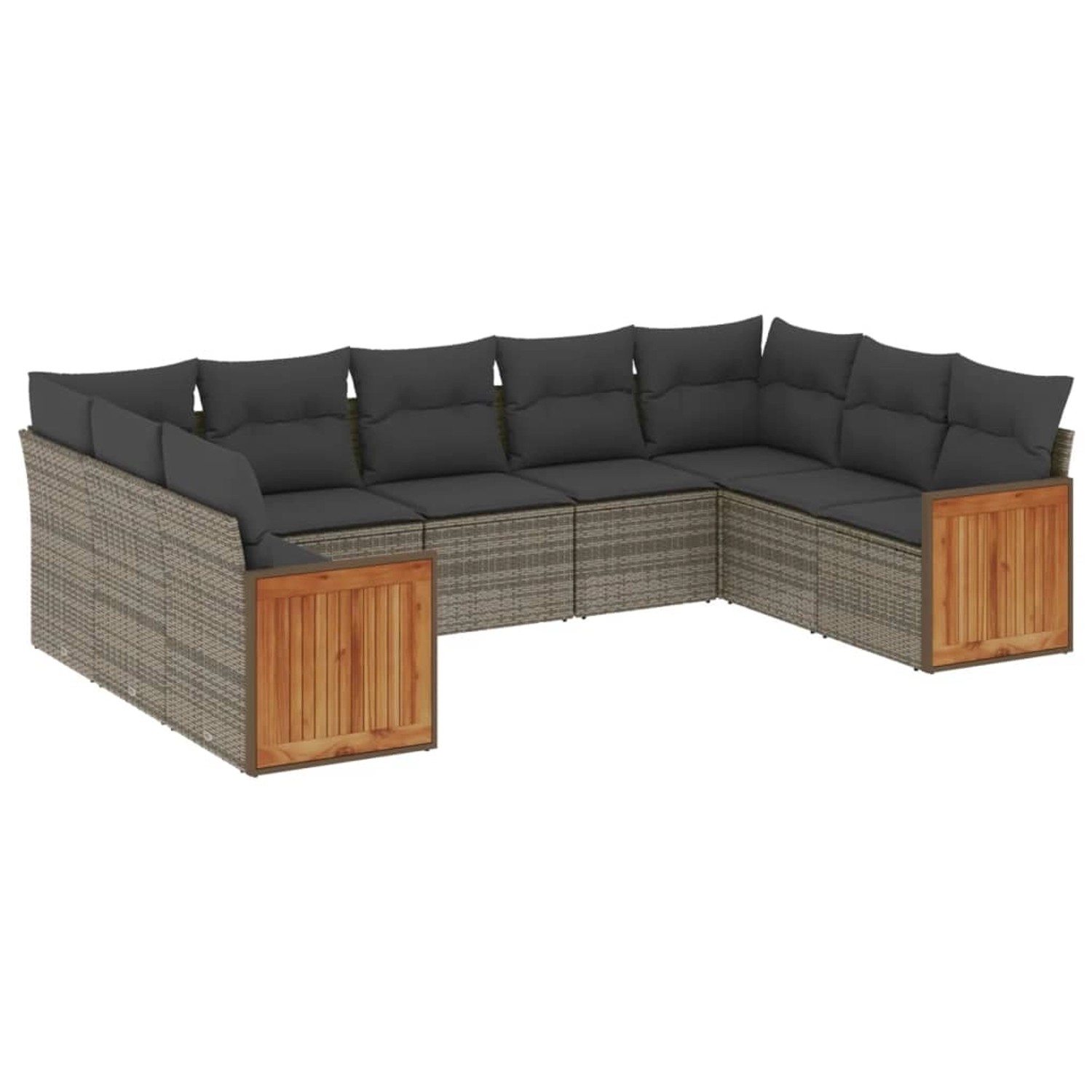 Thumbnail - vidaXL 9-Tlg Garten-Sofagarnitur mit Kissen Grau Poly Rattan 3260359