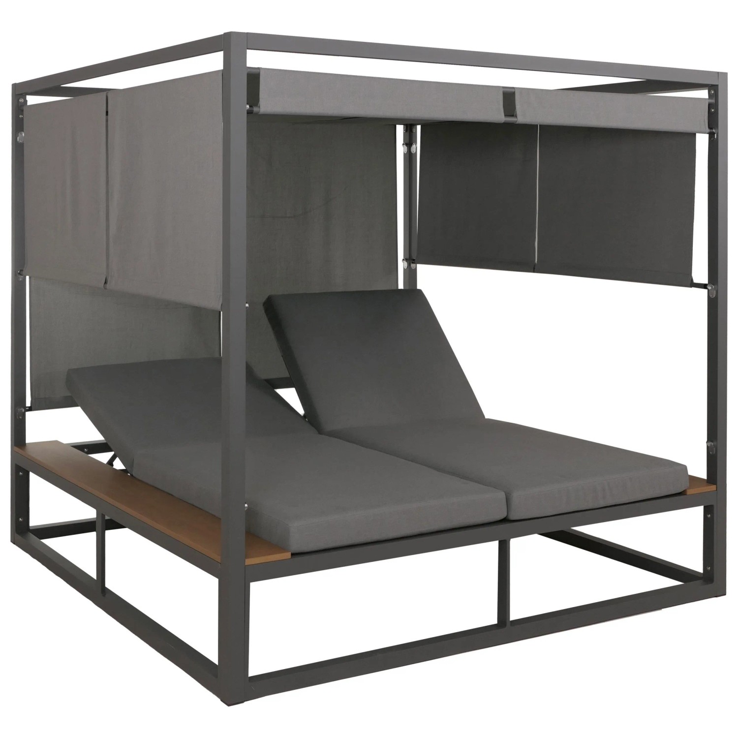MCW Aluminium Lounge-Gartenliege M63b 10cm-Polster 200cm Dunkelgrau Polster Grau