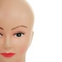 Weiblicher Mannequin-Kopf, haarlos, mit geschminktem Gesicht. Für Perücken, Schmuck und dekorative Präsentationen.