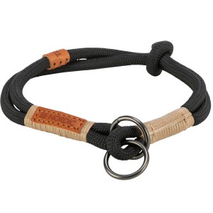 Trixie Zugstopp Halsband Be Nordic, schwarz-sandfarben, aus robustem Tau, 45cm.