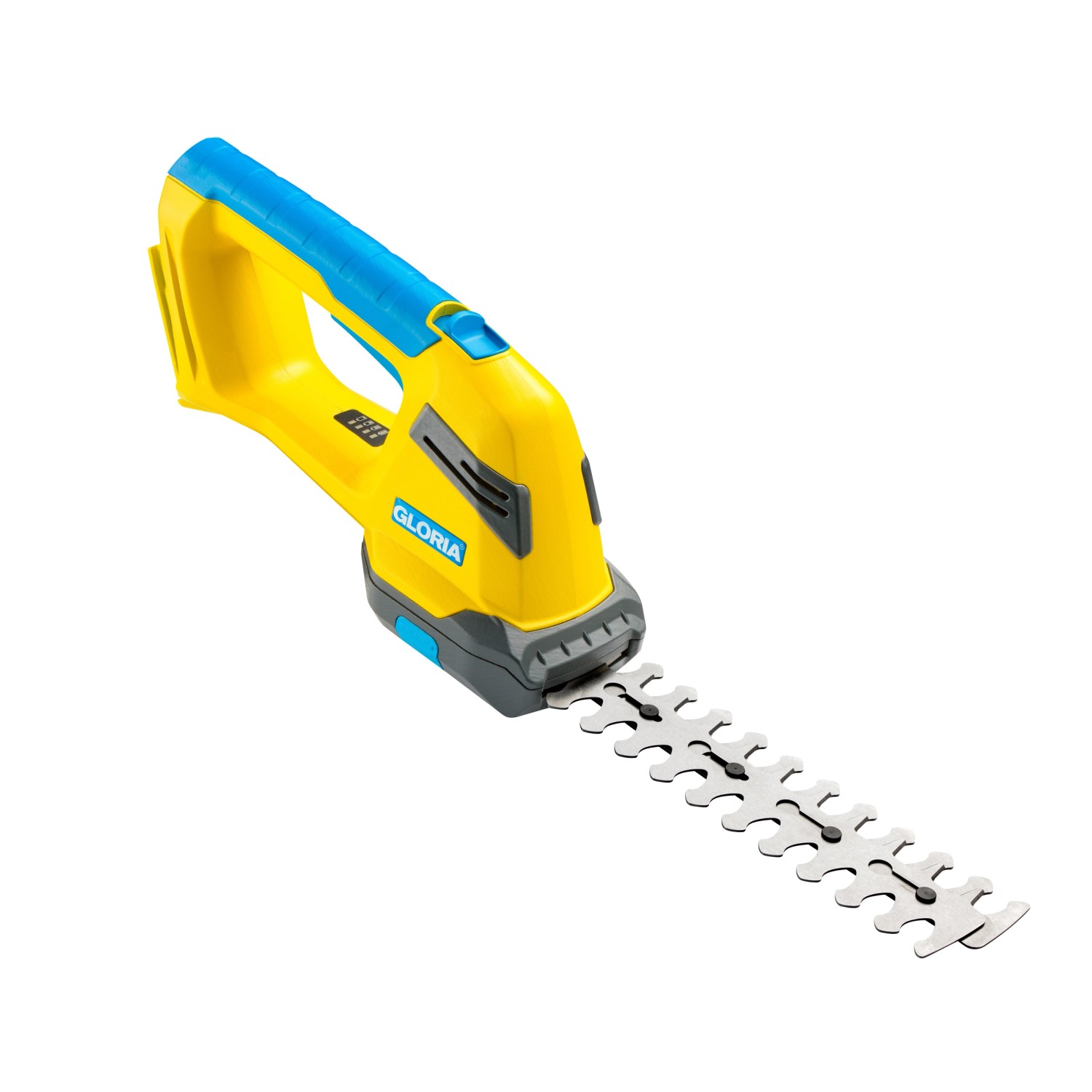 Gloria FineCut Compact Grasschere/Strauchschere, gelb/blau, ohne Akku.