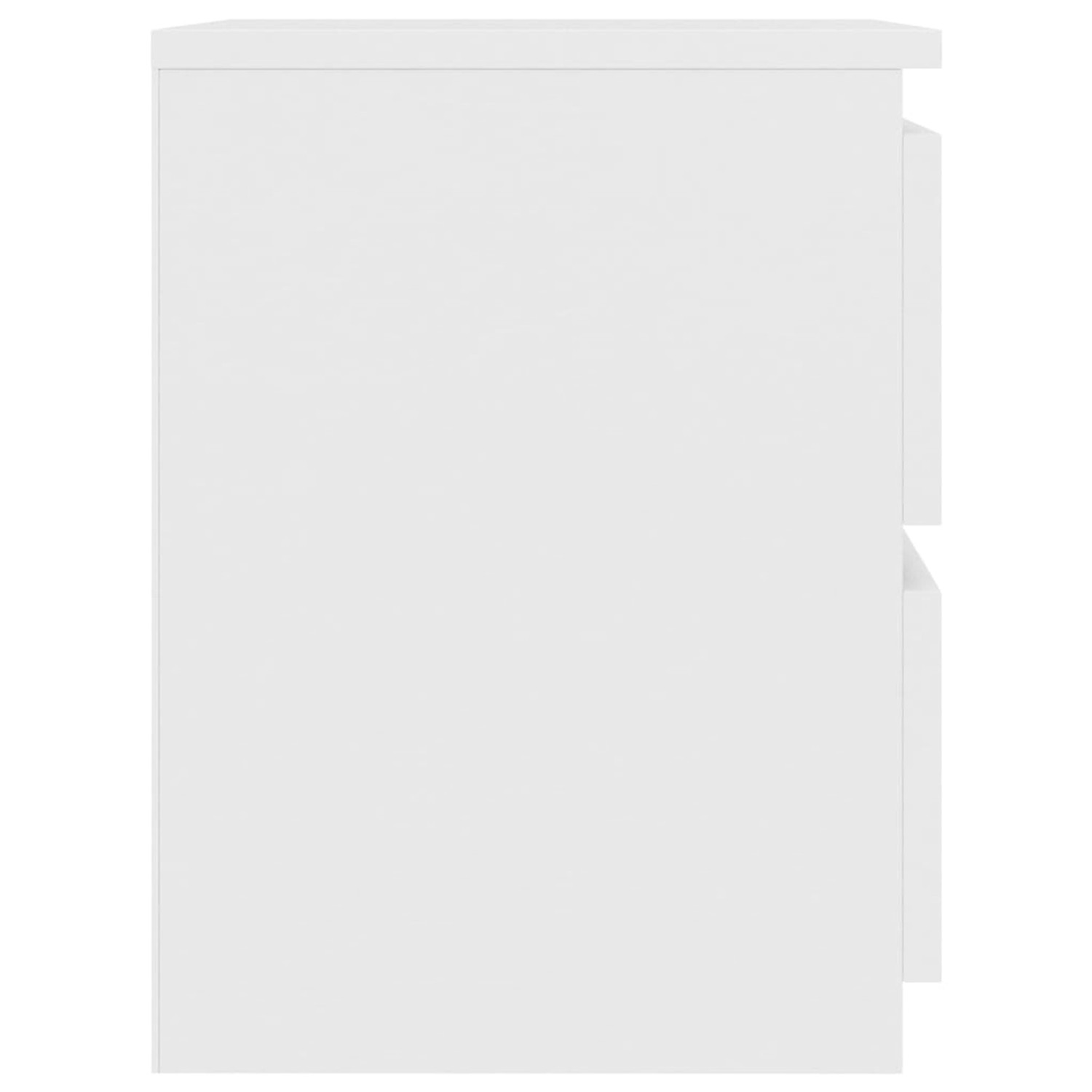 Weißer vidaXL Nachttisch aus Holzwerkstoff mit zwei Schubladen.