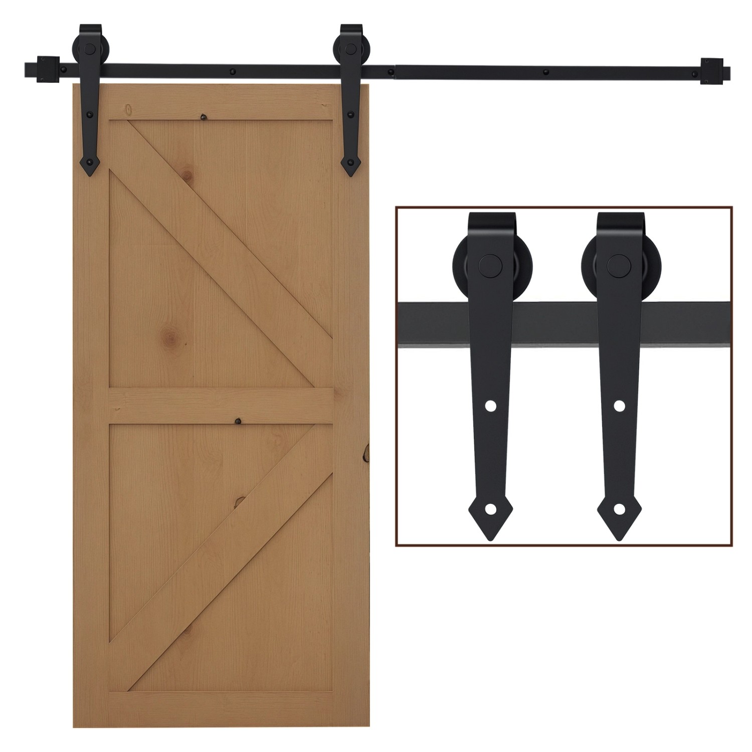 HOMCOM Schiebetüren-Beschlagsatz Kohlenstoffstahl 200L x 4B x 1H cm Schwarz