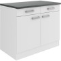 OPTIFIT Oslo214 Küchenunterschrank, 100 cm, Feinstruktur Weiß mit Arbeitsplatte.