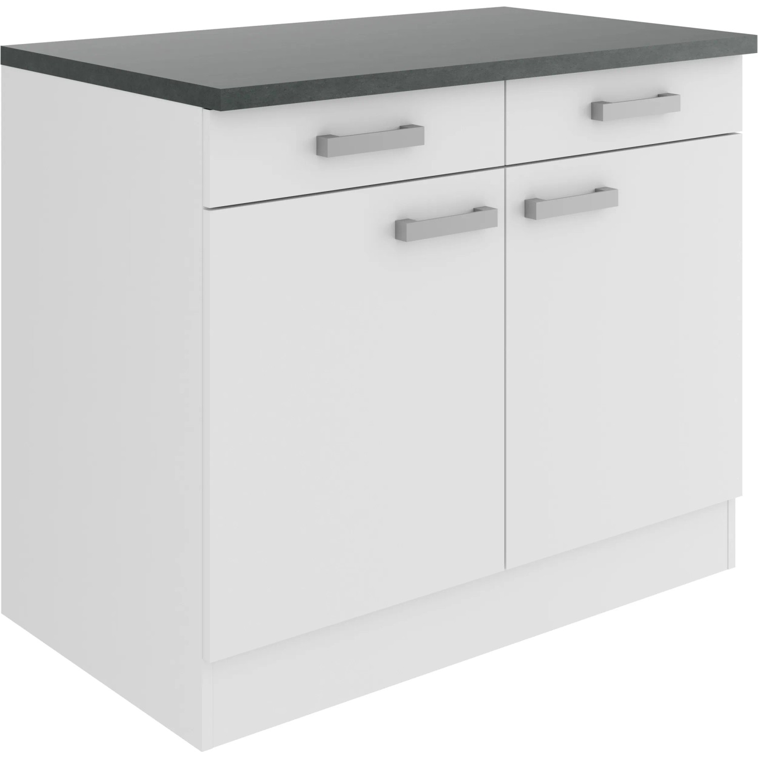 OPTIFIT Oslo214 Küchenunterschrank, 100 cm, Feinstruktur Weiß mit Arbeitsplatte.