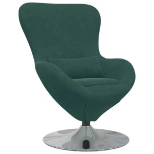 Dunkelgrüner vidaXL Eiersessel aus Samt mit Drehfuß, ideal als Loungesessel.