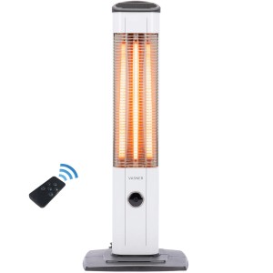 Weißer Vasner Infrarot-Standheizstrahler mit Fernbedienung, 2300 W, für Innen- und Außenbereiche.
