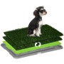 PawHut Hundetoilette mit Grasmatten für Welpen-Training, inklusive Hund.