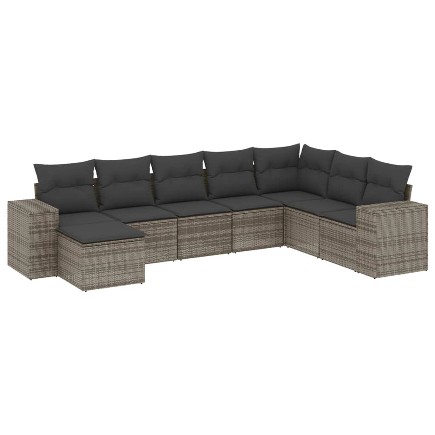 vidaXL 8-Tlg Garten-Sofagarnitur mit Kissen Grau Poly Rattan 3222959 günstig online kaufen