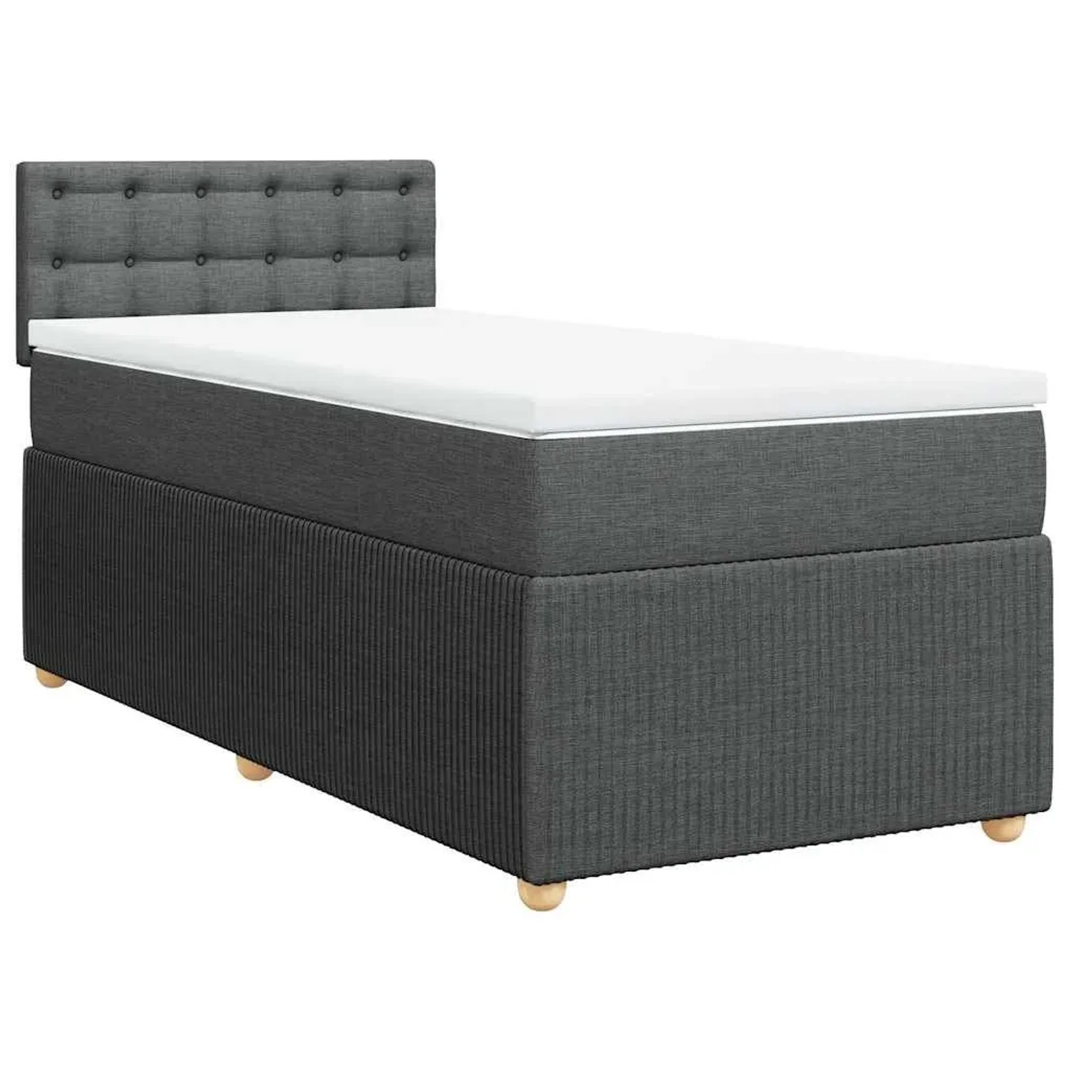 vidaXL Boxspringbett mit Matratze Dunkelgrau 100x200 cm Stoff 3289682