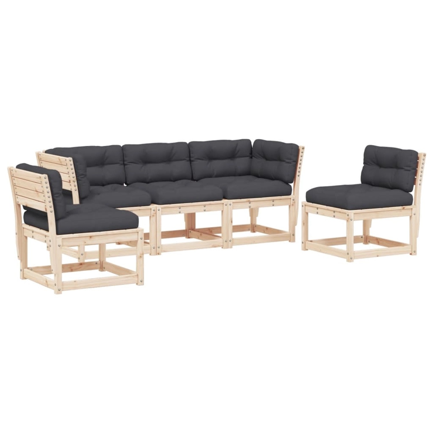 vidaXL 5-tlg Garten-Sofagarnitur mit Kissen Massivholz Kiefer Modell 5 günstig online kaufen