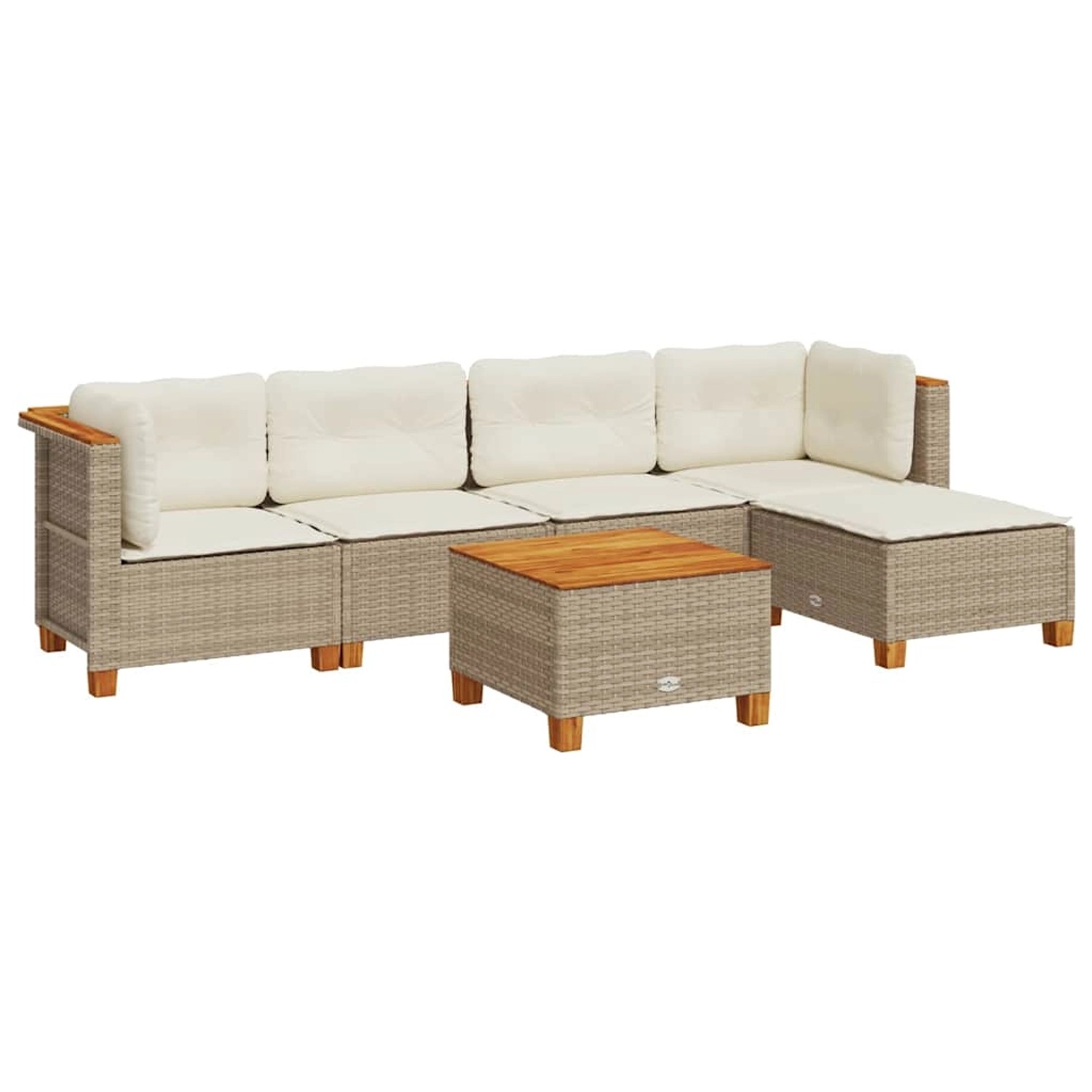 vidaXL 6-Tlg Garten-Sofagarnitur mit Kissen Beige Poly Rattan 3261793 günstig online kaufen