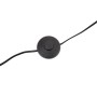 Detailaufnahme des Fußschalters der Bogenlampe Vinossa. Schwarzer, runder Schalter am Kabel.