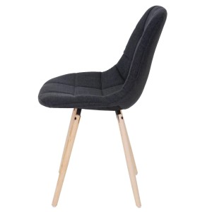 MCW Esszimmerstuhl A60 II, dunkelgrauer Polsterstuhl mit Holzbeinen, Seitenansicht.