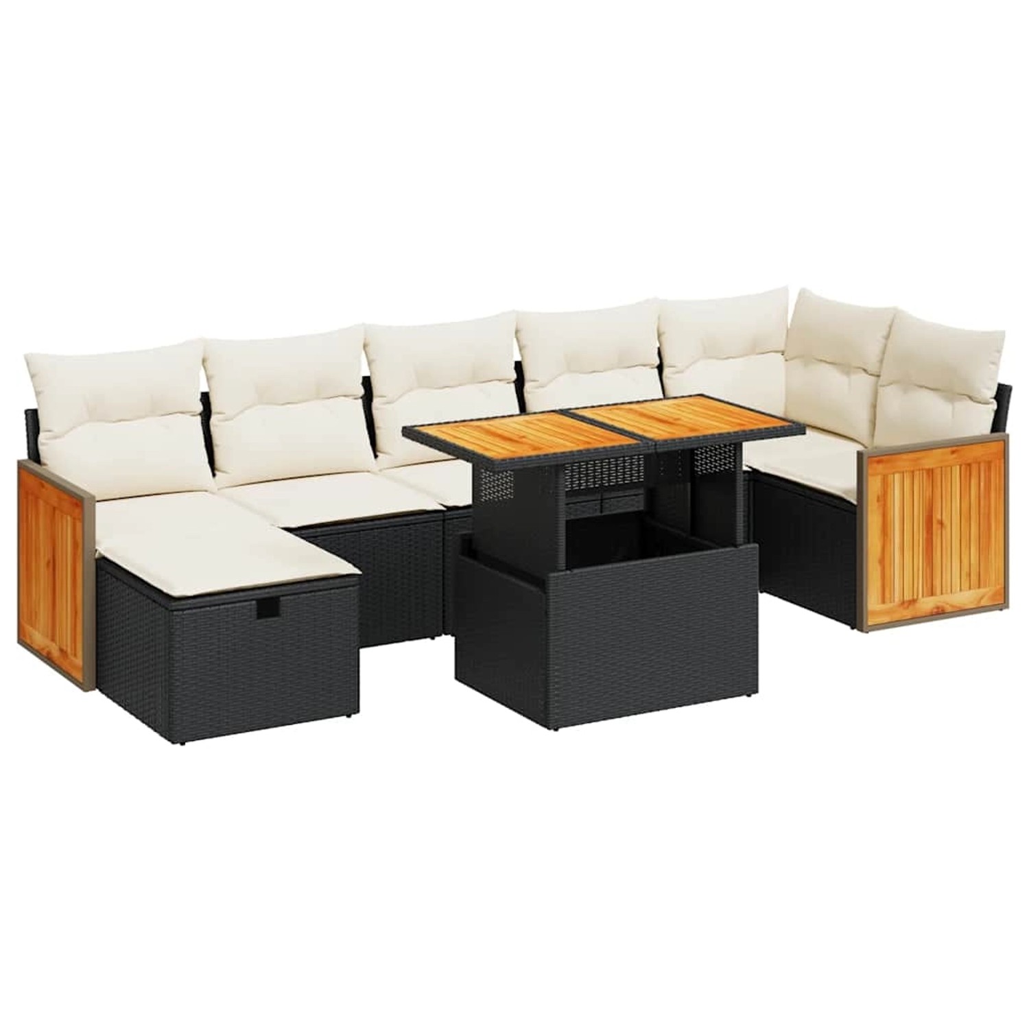 vidaXL 5-Tlg Garten-Sofagarnitur mit Kissen Schwarz Poly Rattan 3328162 günstig online kaufen