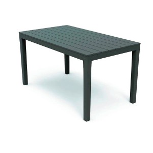 Rechteckiger, anthrazitfarbener Mojawo Bistrotisch aus Kunststoff für Garten, Terrasse oder Balkon.