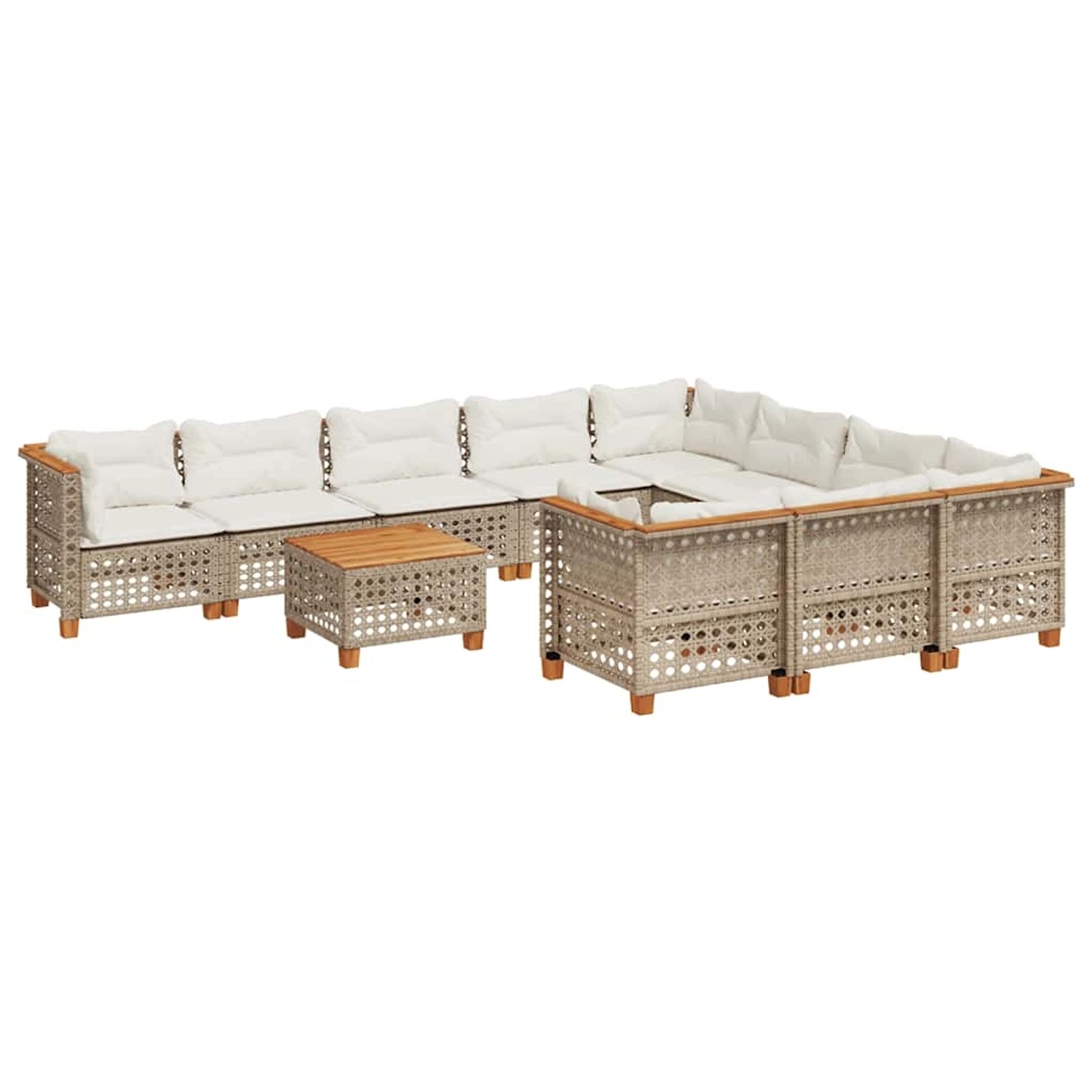 vidaXL 11-Tlg Garten-Sofagarnitur mit Kissen Beige Poly Rattan 3262042 günstig online kaufen