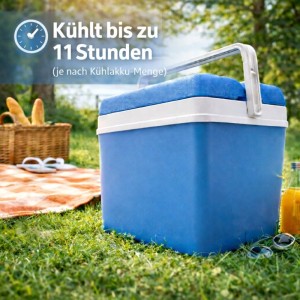 BigDean Kühlbox 24 Liter Set Inklusive 6 Kühlakkus Ohne Strom bis 11 Stunden Kühlung Isolierbox für Camping Picknick Strand Einkauf