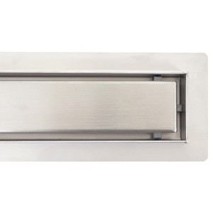 Edelstahl Duschrinne D94d, 110cm, mit Siphon für ebenerdige Dusche.