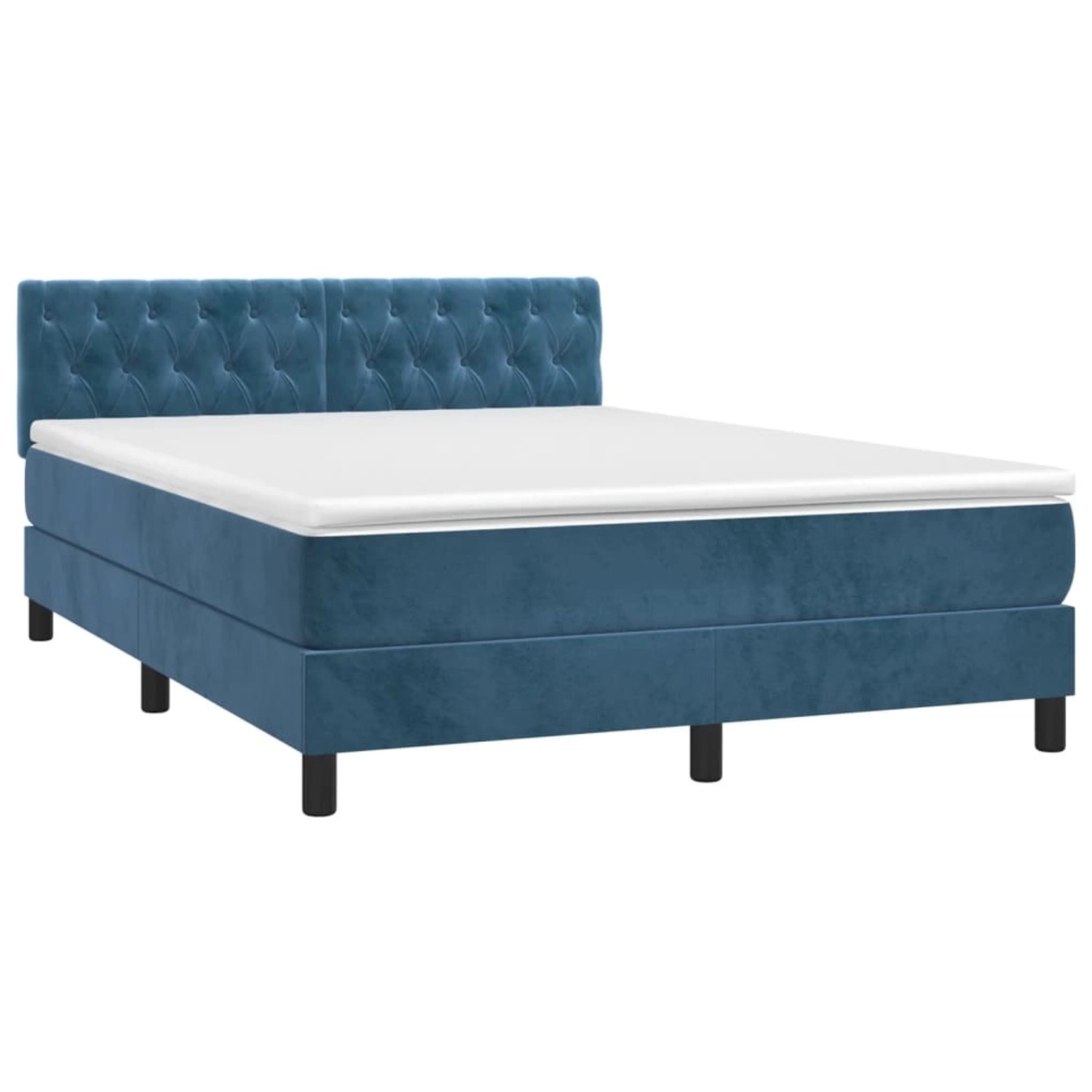 vidaXL Boxspringbett mit Matratze & LED Dunkelblau 140x200 cm Samt 3134589 günstig online kaufen