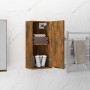 Wand-Badschrank in Räuchereiche (32x20x67 cm) mit offener Tür und zwei Ablagen. Ideal zur Badzimmer Organisation.