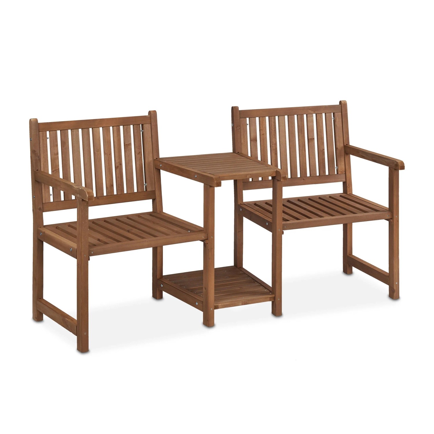 Relaxdays Gartenbank mit Tisch Tannenholz Braun Für 2 Personen 86 cm x 161 cm x 61 cm 13,5 kg