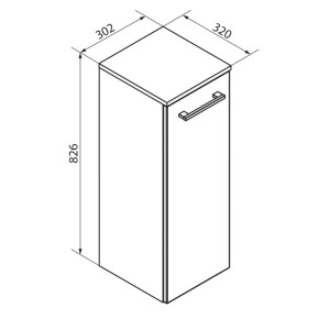 Fackelmann Midischrank B.Round Rechts Weiß 30,2 cm