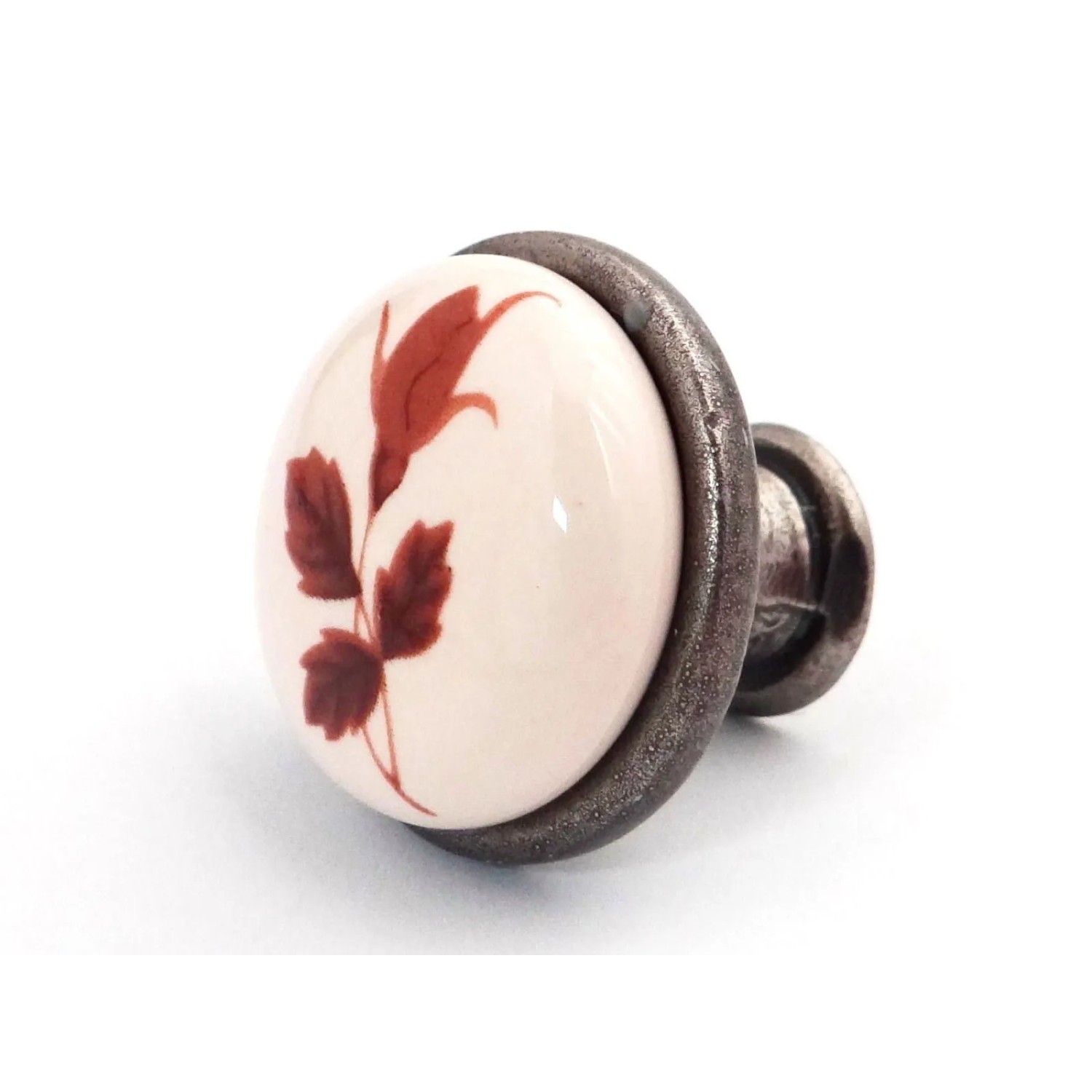 SOTECH Porzellanknopf KARI Ø28 mm Altsilber Blatt