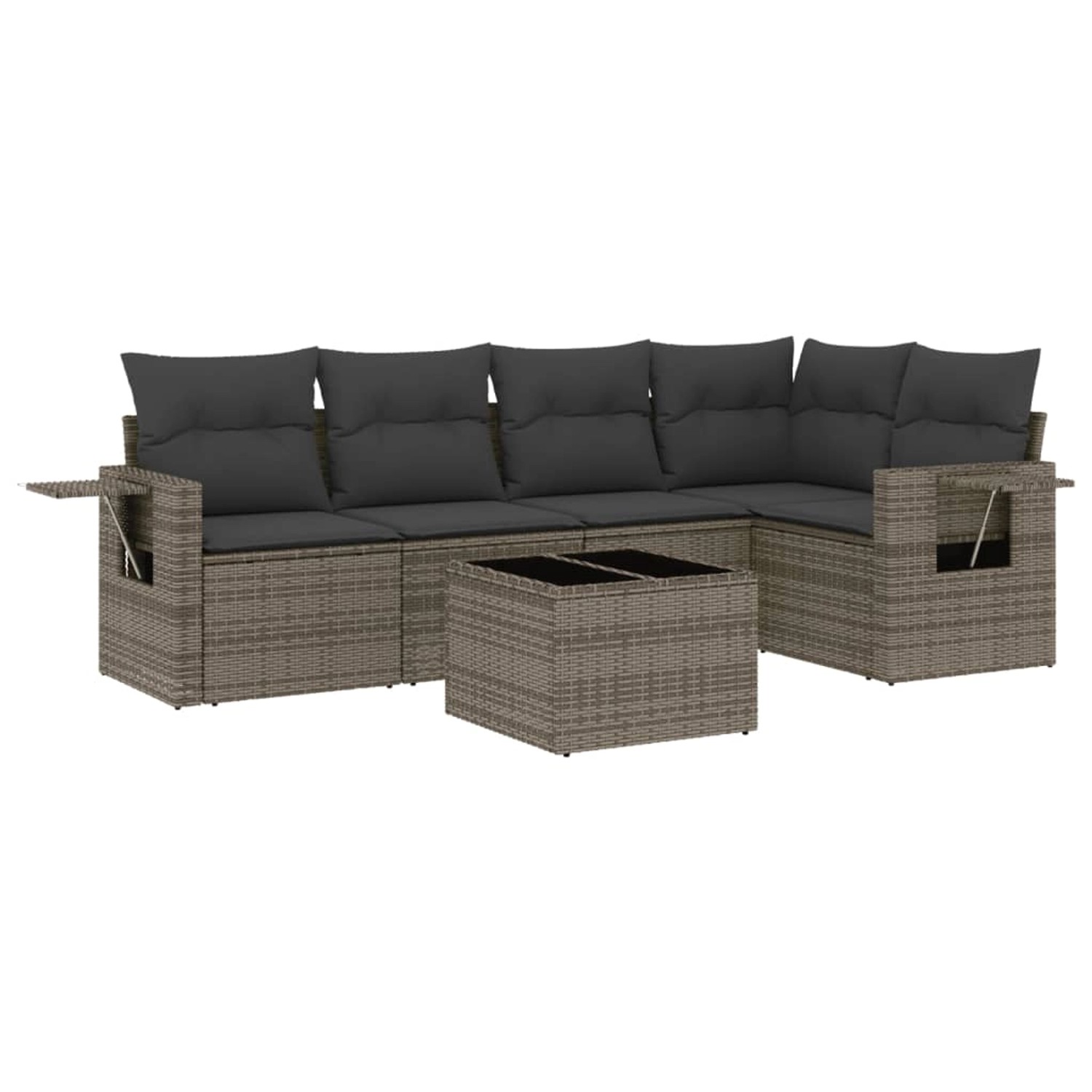 vidaXL 6-Tlg Garten-Sofagarnitur mit Kissen Grau Poly Rattan 3252477 günstig online kaufen