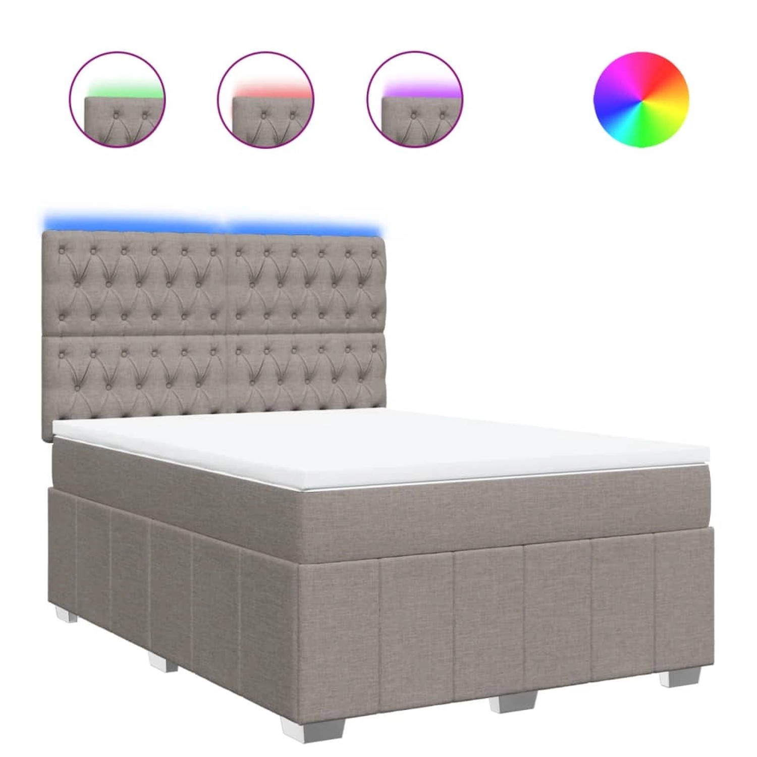 vidaXL Boxspringbett mit Matratze Taupe 140x200 cm Stoff 3294002 günstig online kaufen
