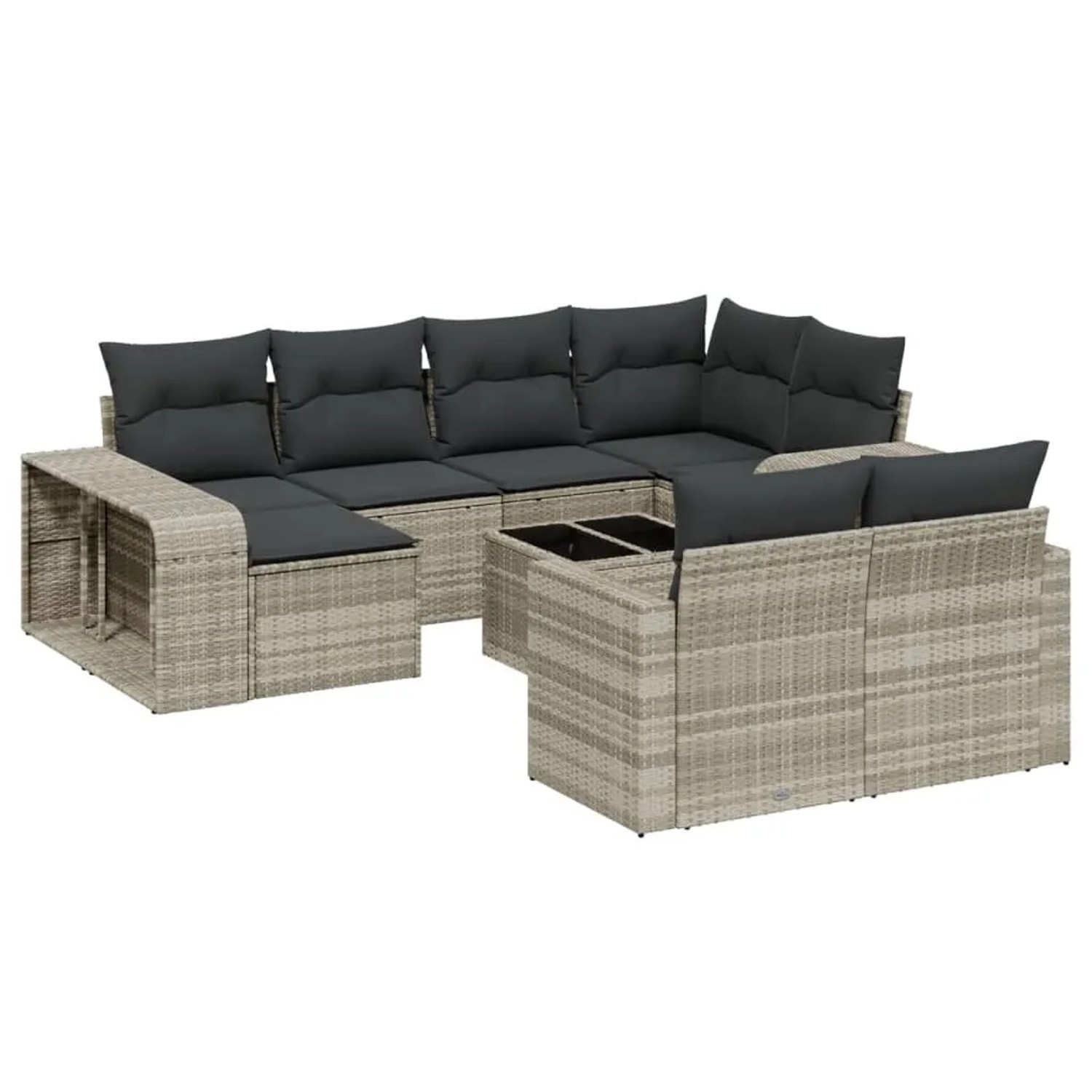 vidaXL 11-Tlg Garten-Sofagarnitur mit Kissen Hellgrau Poly Rattan 3261302 günstig online kaufen